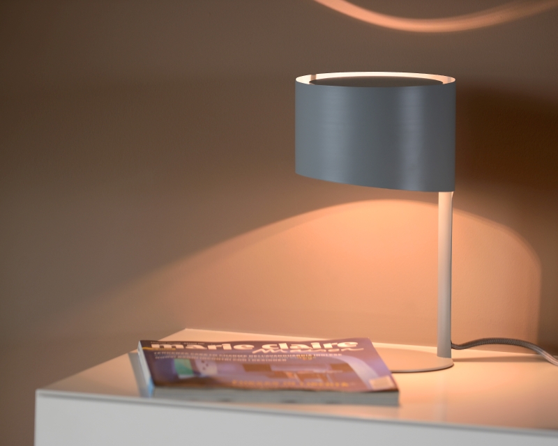 Lucide KNULLE - Stolná lampa - Ø 15 cm - 1xE14 - Sivá